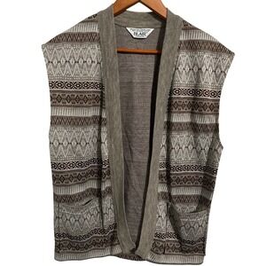 Vintage Blair Open Sweater Vest Cardigan Browns Pockets No Size See Measurements